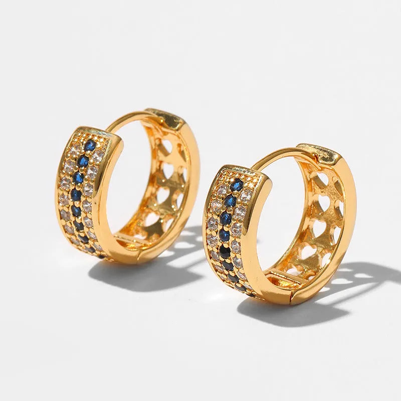 Women's silver-toned geometric round copper earrings with 18K electroplated finish