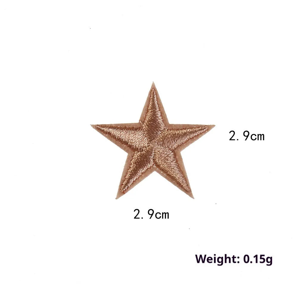 Colourful embroidered five-pointed star cloth stickers for DIY fabric decoration