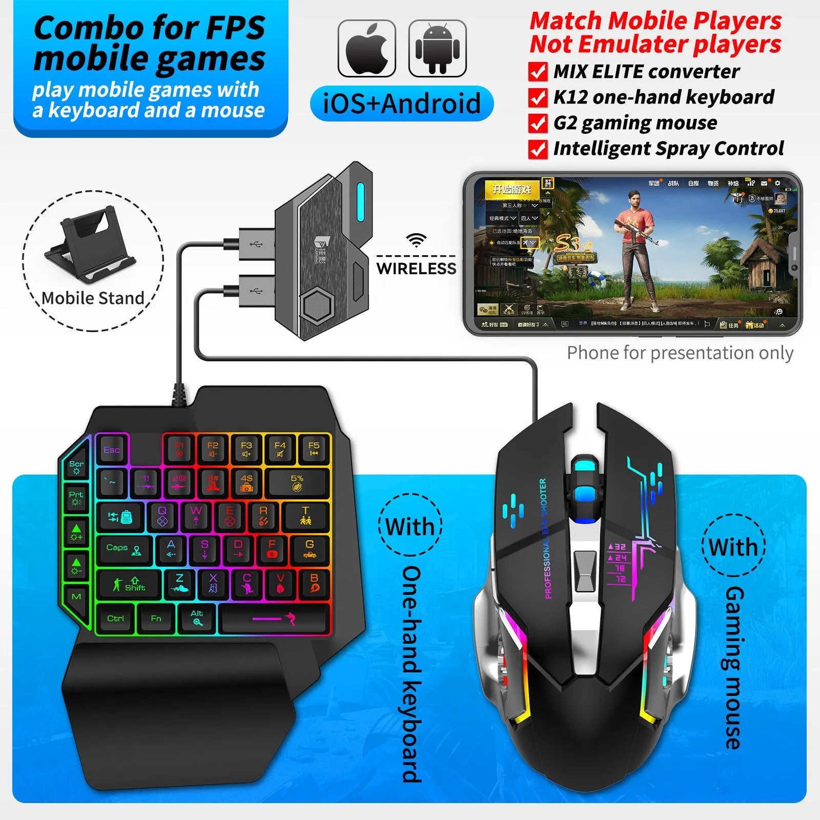 Gamwing Jiaying MIX SE Mix ELITE Mix Pro Chicken Throne keyboard and mouse converter for mobile gaming.