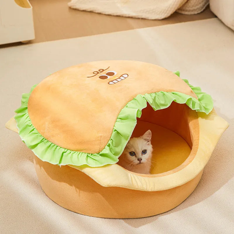 M size removable roof cat kennel showing winter and summer configurations for indoor and outdoor feline housing