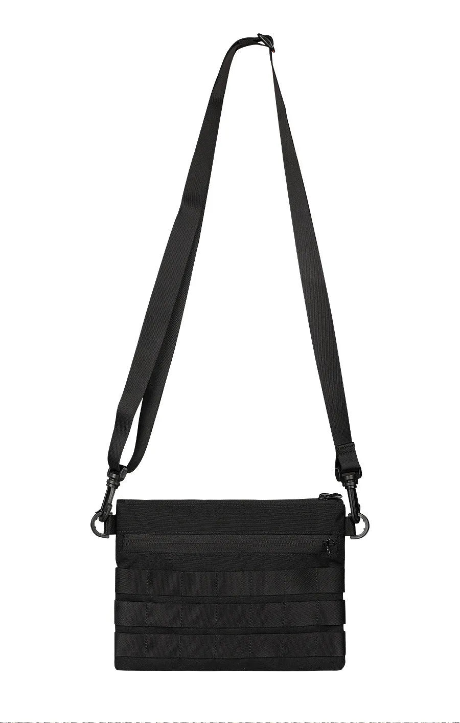 Black Oxford cloth tactical outdoor pouch measuring 18 by 3.5 centimetres