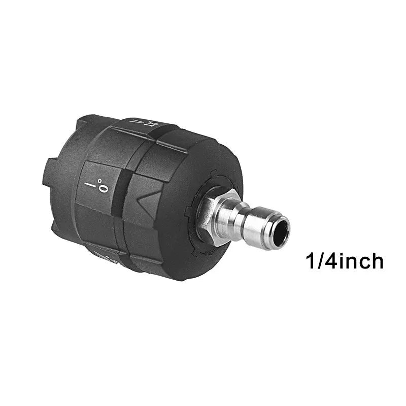 Five-in-one plastic spray nozzle for high-pressure water guns showing five spray pattern settings