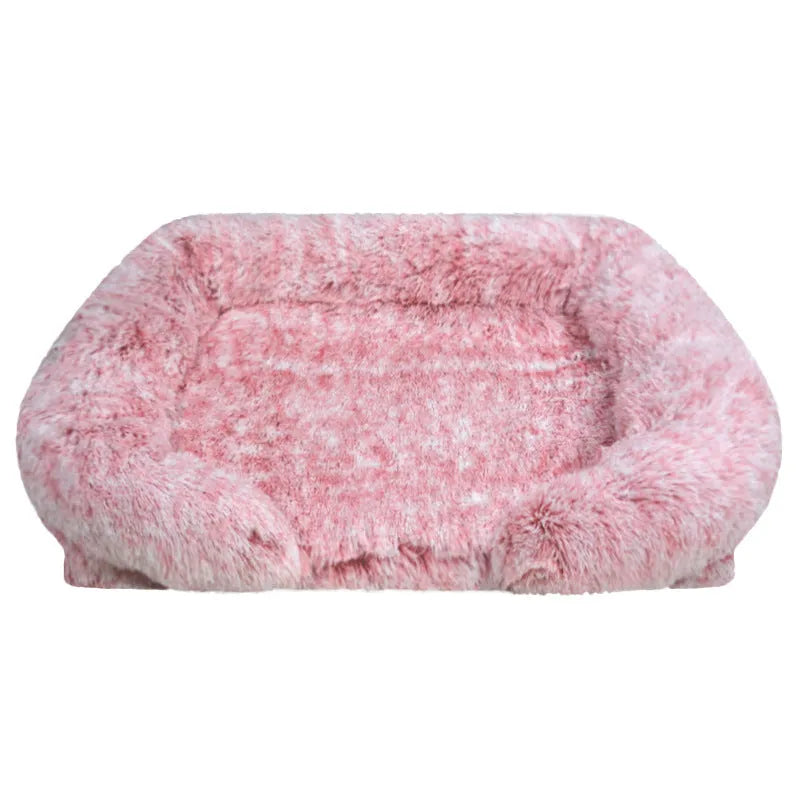 Removable washable square pet house dog bed in gradient grey waterproof cloth size L