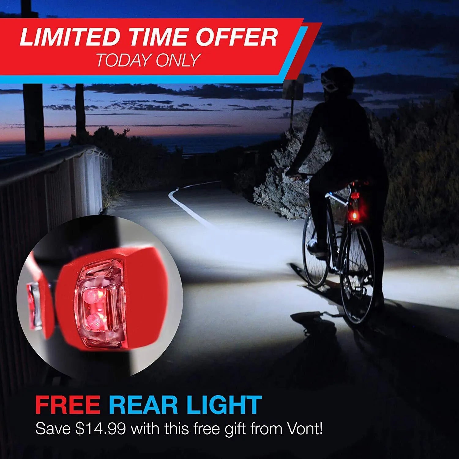 Bicycle headlight and taillight set with mounting bracket on a bike