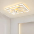 Modern thin suction ceiling fan with light, 1100 by 700mm, with plastic blades and an acrylic lampshade.