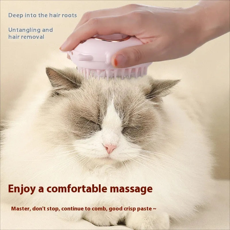 Pink and yellow ABS plastic pet comb with integrated laser toy function for cats and dogs