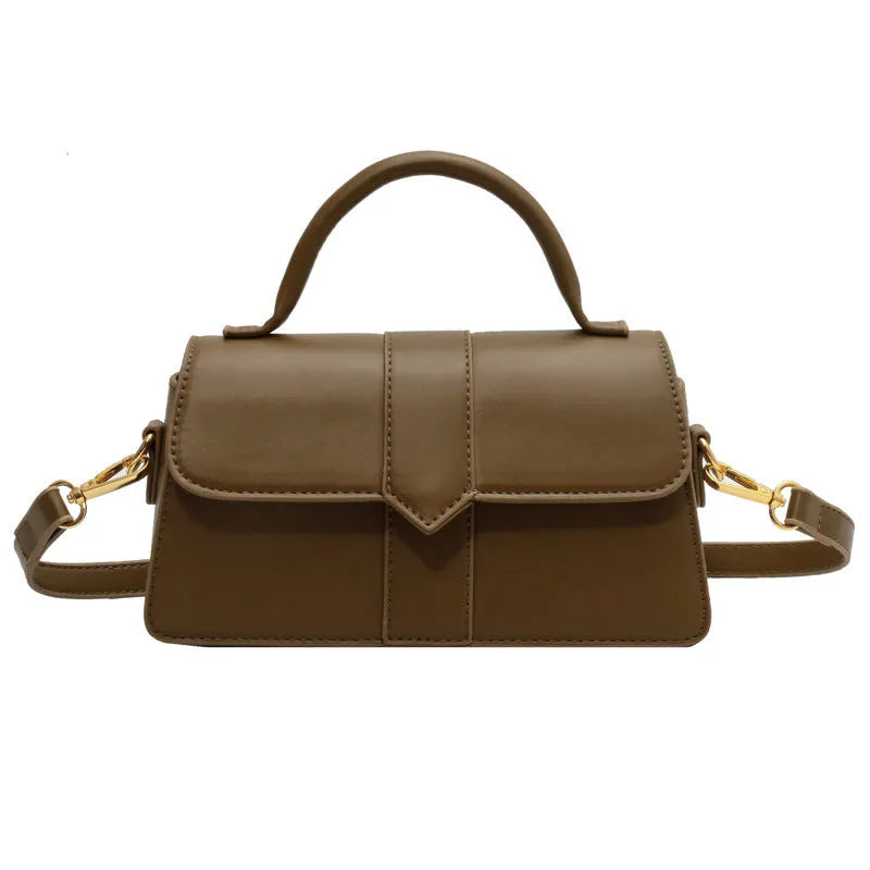 Women's PU leather messenger bag in horizontal square shape with file organisation and sandwich pocket