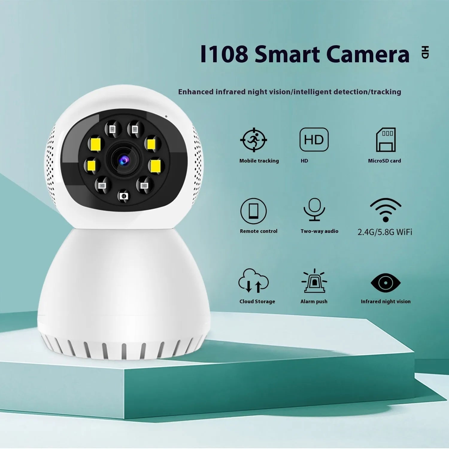 Dual-frequency wireless 1080p HD home security camera with mounting bracket