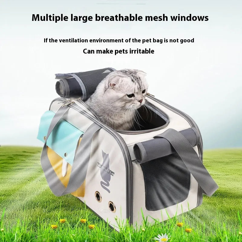 Outdoor portable pet bag 18-litre capacity breathable nylon carrier solid colour black gray white