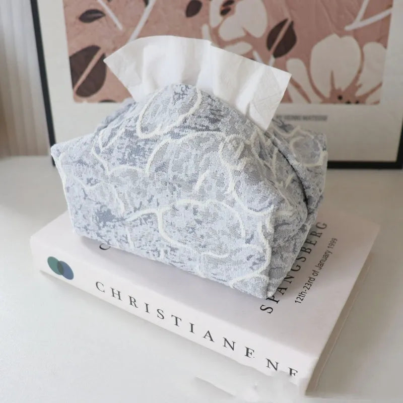 Chinese pastoral style cotton fabric tissue box in rose design colours