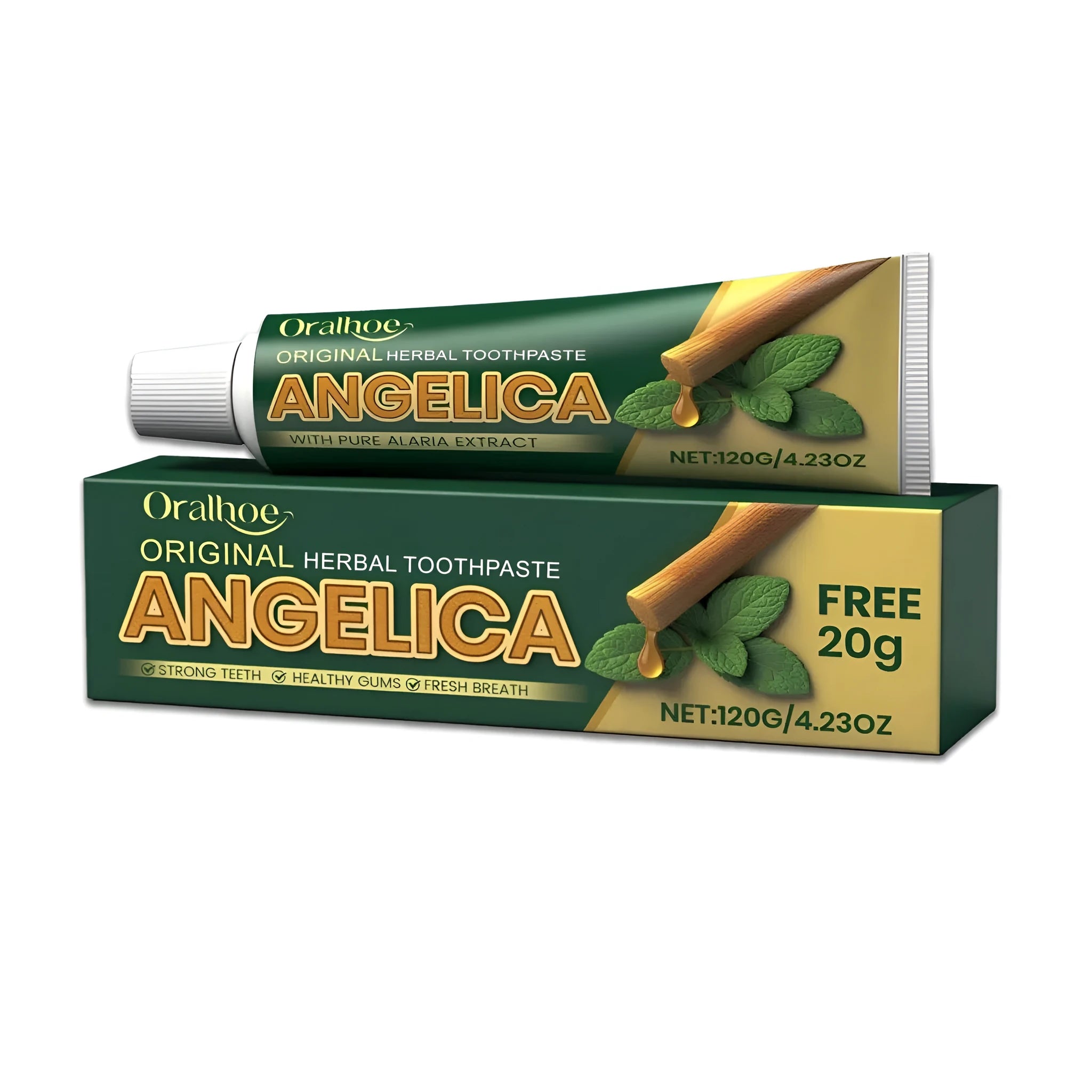 120g tube of herbal toothpaste with baking soda and traditional Chinese extracts including angelica sinensis and kelp