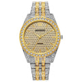 Fashion starry quartz watch with 40mm dial, spiral crown, and stainless steel buckle in black gold finish