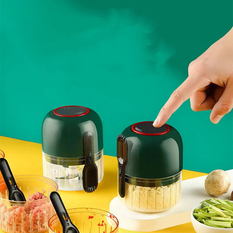 Blue electric garlic masher mini USB rechargeable plastic kitchen tool 11.5x9cm