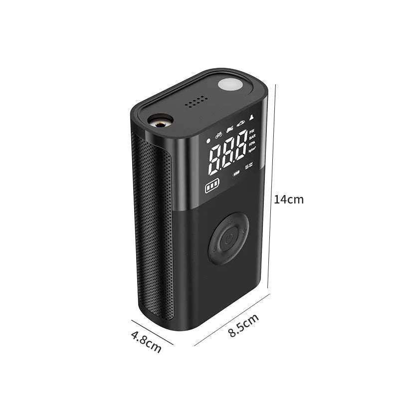 Handheld wireless digital air pump with ABS body and display screen for car and bicycle tire inflation