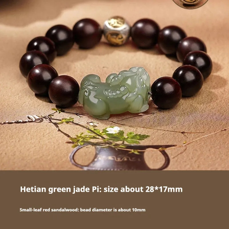 Hetian jade bracelet with braided rope closure in traditional Chinese style