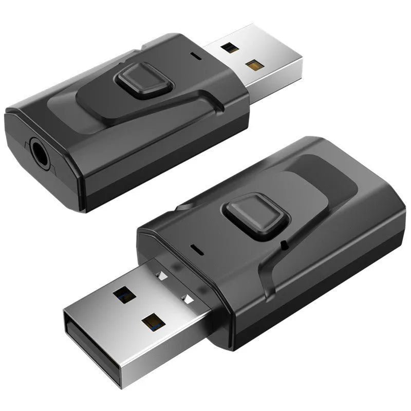Bluetooth 5.0 car adapter receiver USB and 3.5mm interface in black colour