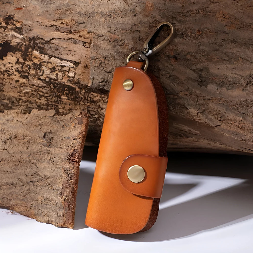 Genuine leather car key case in short length available in four colour options