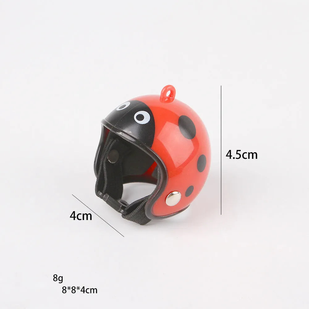 Small adjustable plastic helmet for chickens and birds with elastic bands and sponge lining