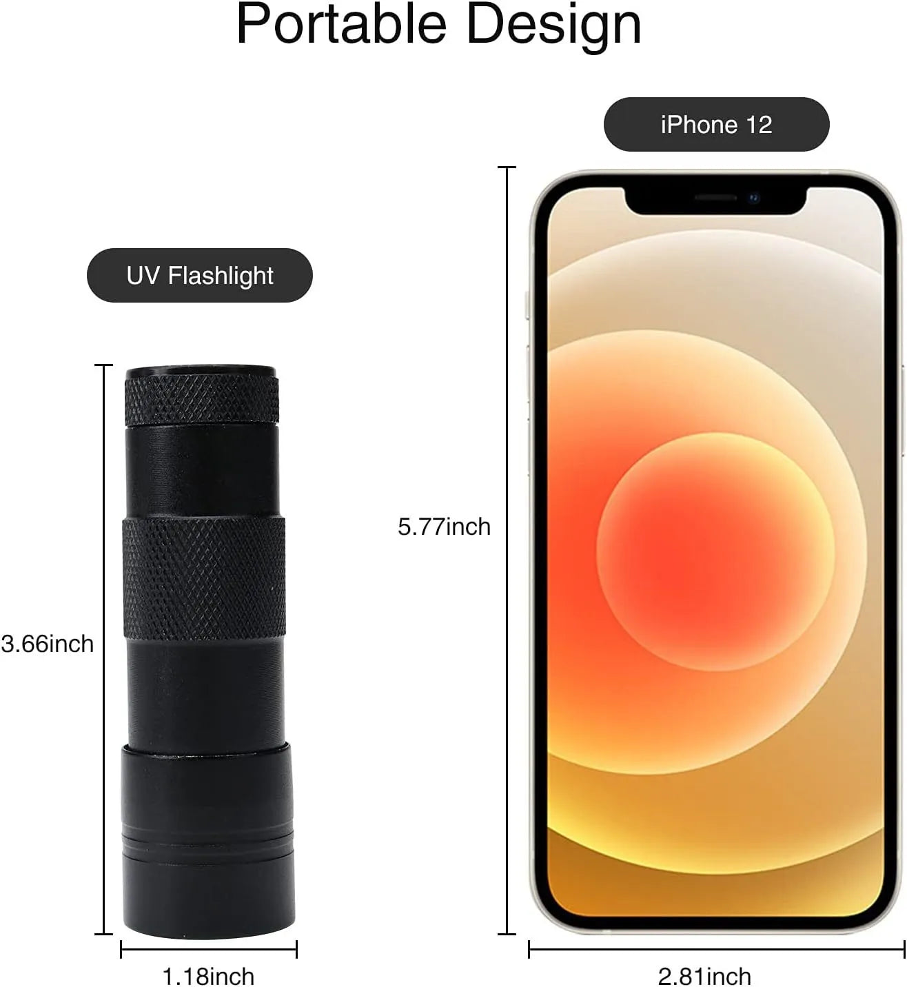 Black or silver aluminium UV flashlight for detecting pet stains and insects.