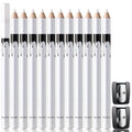 12 white and black eyeliner pencils with a sharpener for eyebrows, eyeshadow, and lips