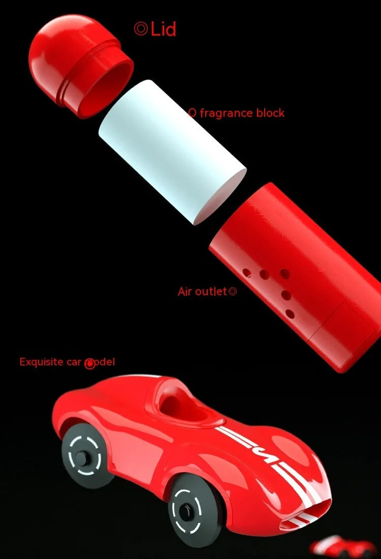Round black solar-powered car perfume diffuser with USB port on a car dashboard.