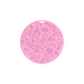 Round silicone pet licking mat with suction cup base in blue colour on smooth surface