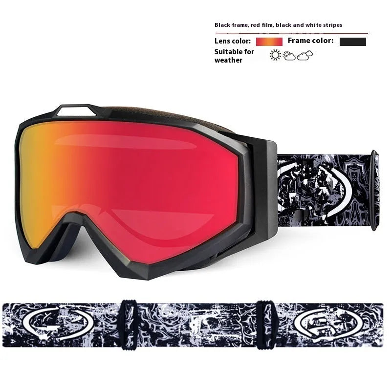 Motorcycle goggles with double-layer anti-fog design in multiple colour options including black frame with grey lens.