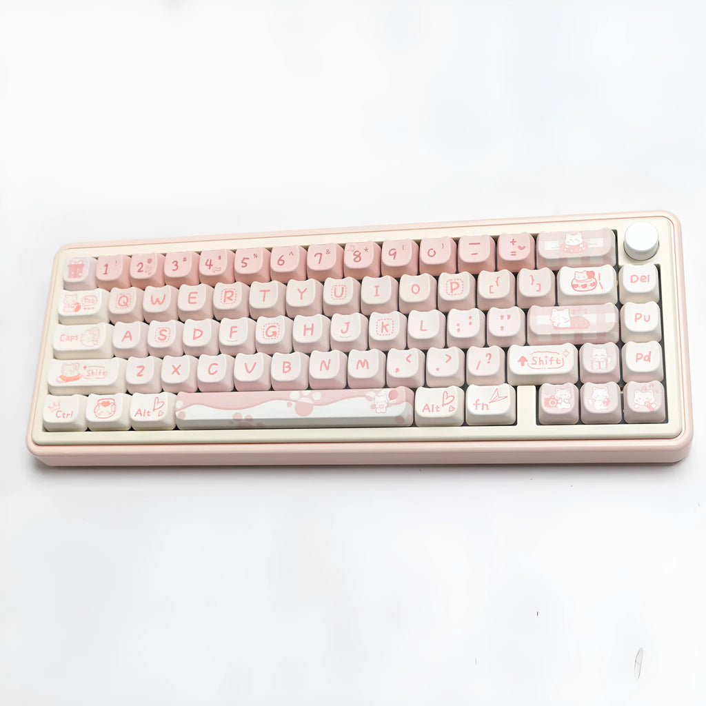 Full set of black PBT sublimation key caps for mechanical keyboards arranged in keyboard layout