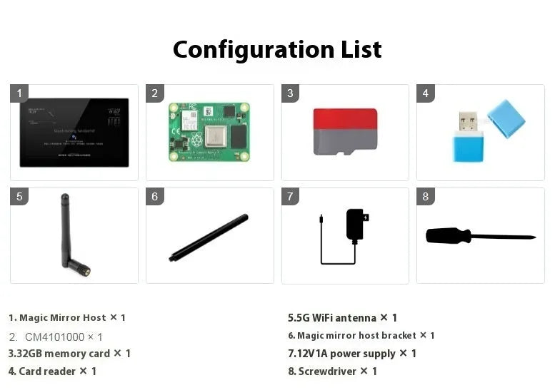 13.3 inch integrated computer voice assistant with CM4 main control and touch display magic mirror interface
