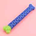 Blue silicone dog molar tooth cleaner brushing stick with serrated head and nodules for dental care