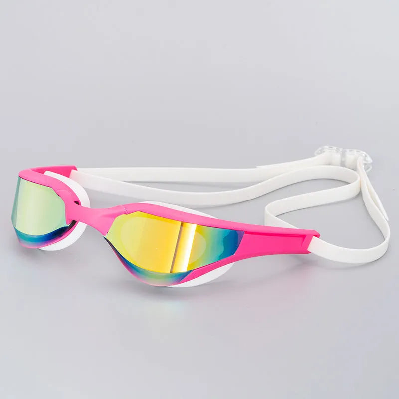 Racing HD anti-fog waterproof swimming glasses with silicone rubber and polycarbonate PC construction