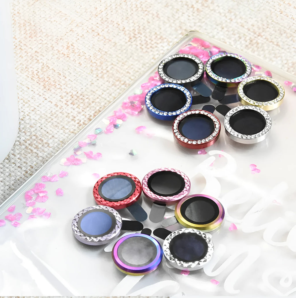 Diamond lens film protector ring made of aluminium alloy and tempered glass for iPhone 12 Pro Max camera