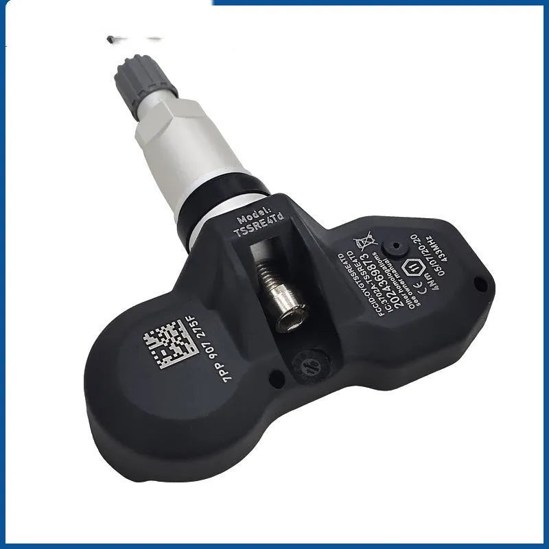 Black Audi-compatible tyre pressure monitor for valve stem attachment