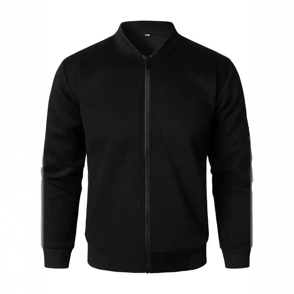Men's knitted jacket in black gray or blue with long sleeves and loose light business fit cotton blend