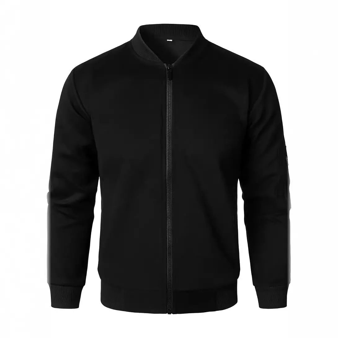 Men's knitted jacket in black gray or blue with long sleeves and loose light business fit cotton blend