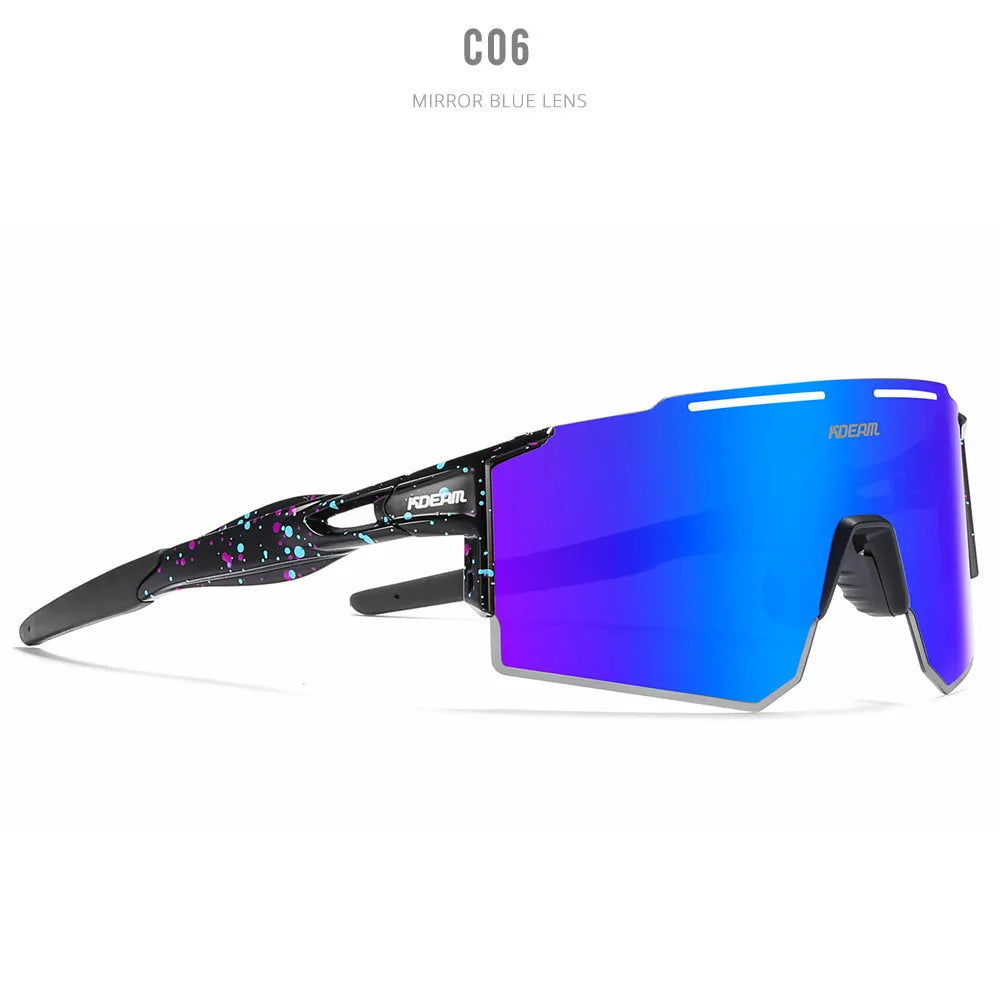 Ultralight polarised cycling sunglasses with frameless TR90 frame in a selected colour.