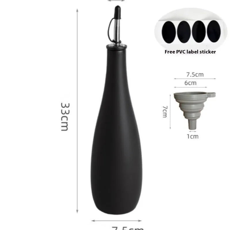 Ceramic oil pot with funnel for kitchen use in black, coffee, or white colour