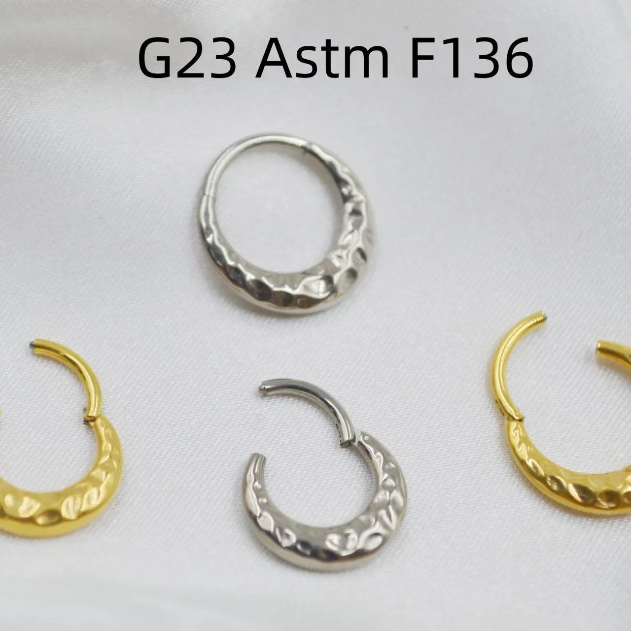 Titanium alloy concave-convex nose ring in gold or silver colour with 8mm or 10mm length options