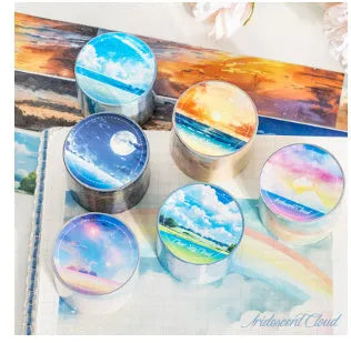 Japanese paper washi tape roll with sky theme designs including colourful clouds and twilight patterns