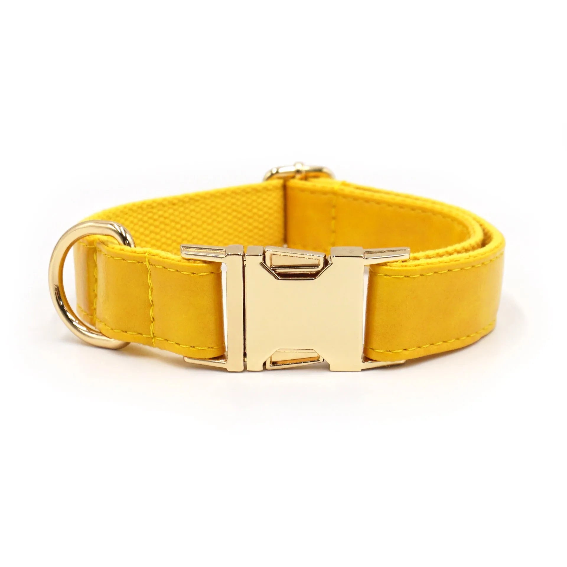 Simple colour blocking velvet leather dog collar in caramel colour with size tag