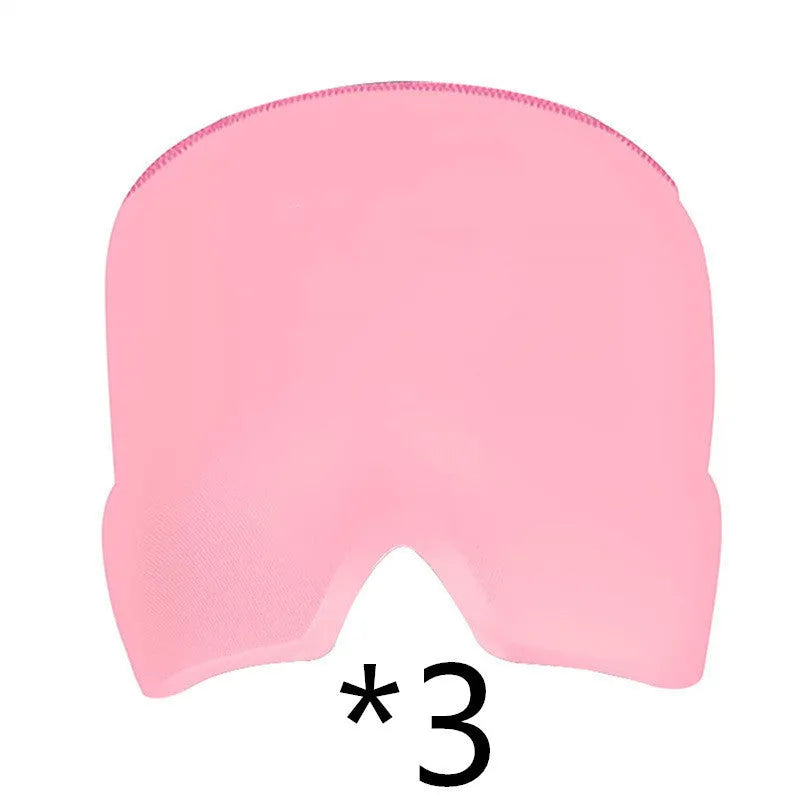 Black elastic cloth gel eye mask for headache relief measuring 22cm by 17cm