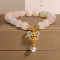 Crystal bracelet with colourful Morganite butterfly pendant for women