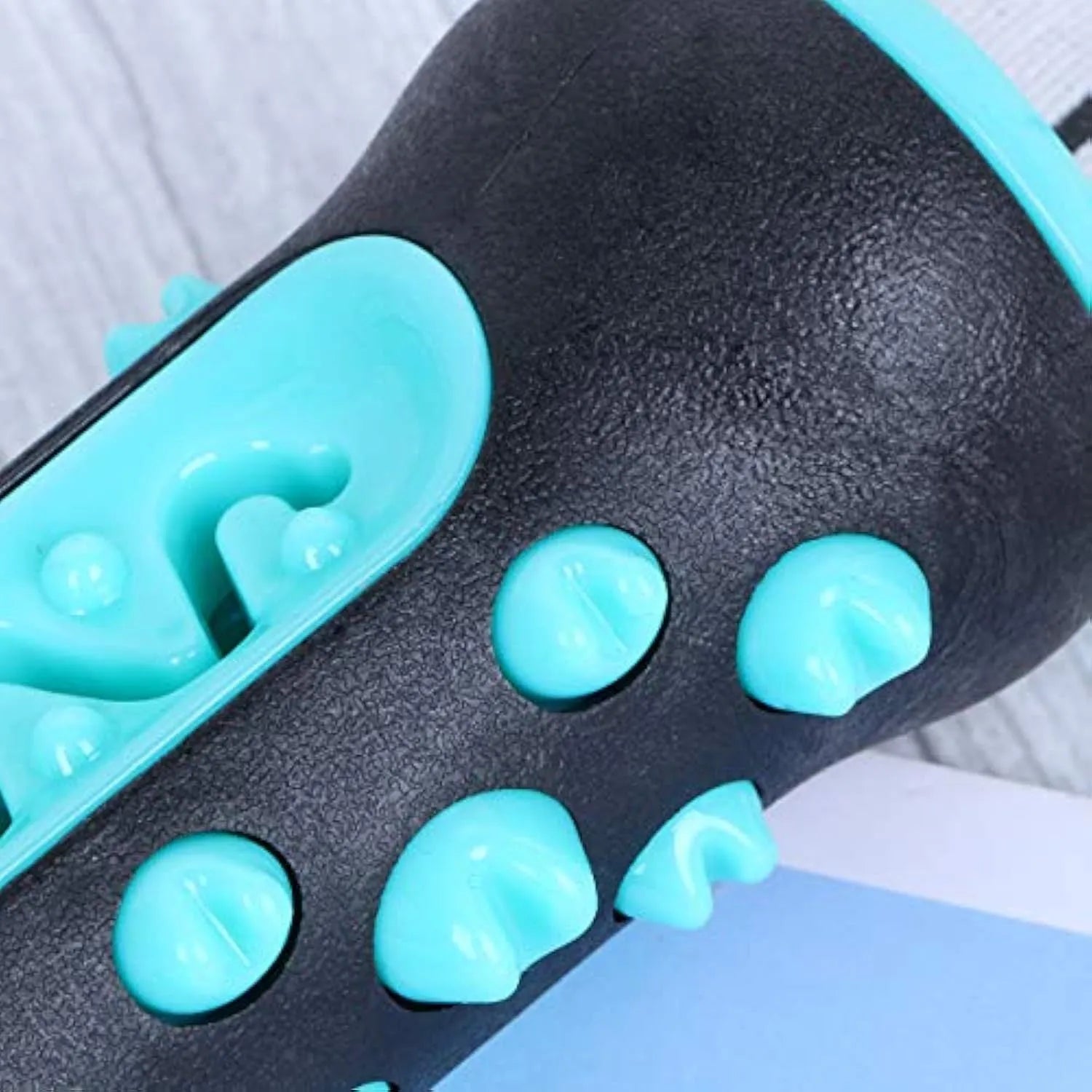 Natural rubber dog toothbrush chew toy in blue colour for dental cleaning, 15cm long.