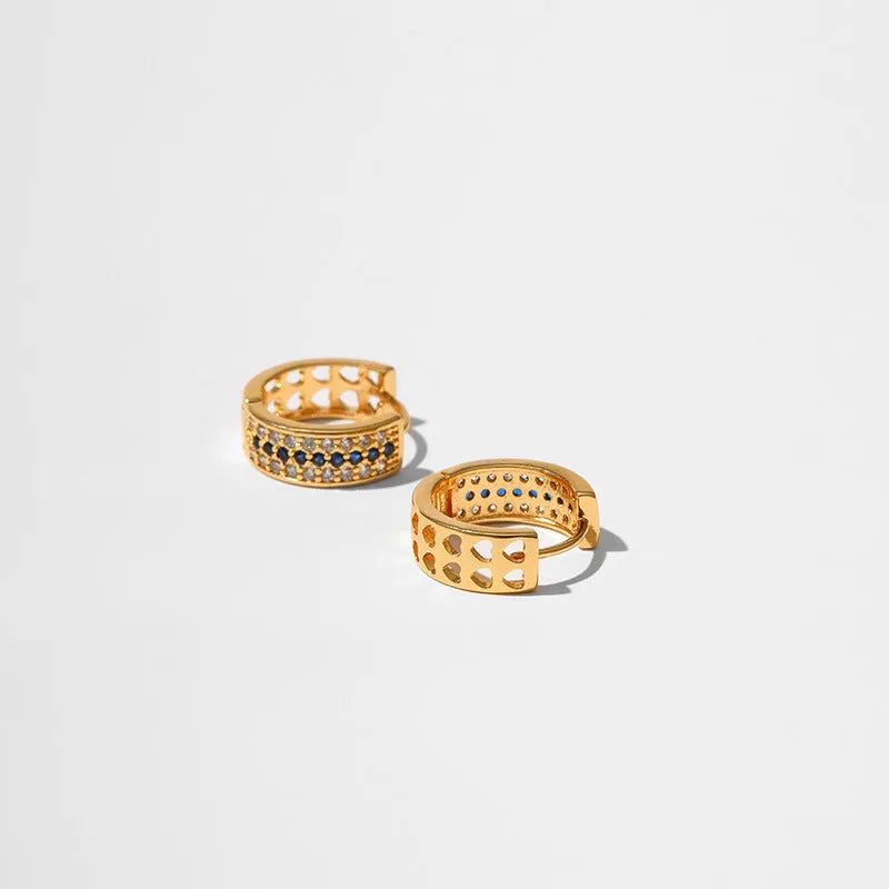 Women's silver-toned geometric round copper earrings with 18K electroplated finish