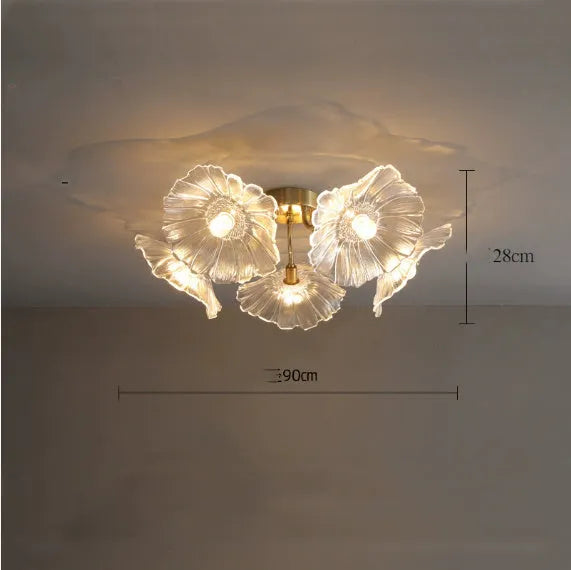 Modern simple creative flower ceiling lamp with multiple heads for bedroom or hall lighting.
