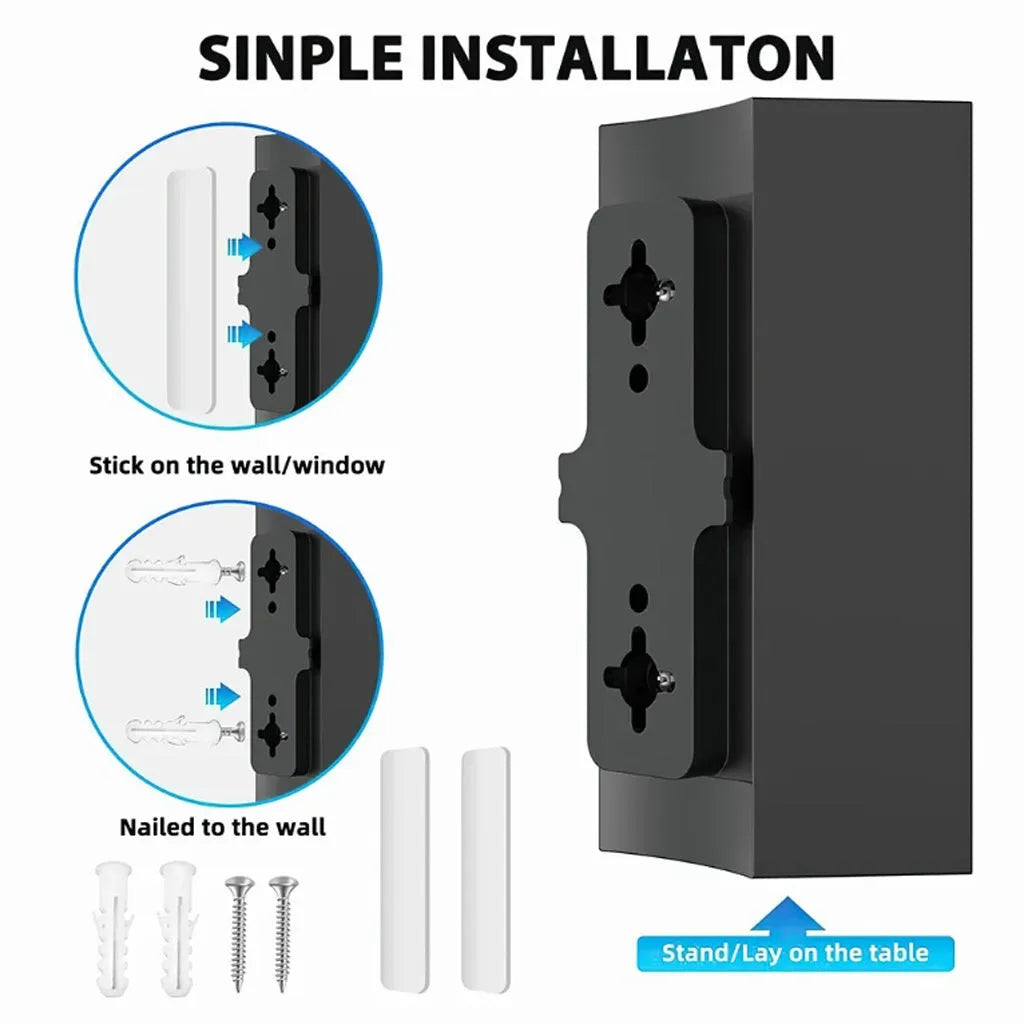 Black plastic Home HD Mode digital television antenna with mounting hardware.