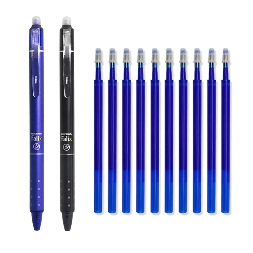 Hot erasable push gel pen with 0.5mm tip in plastic casing
