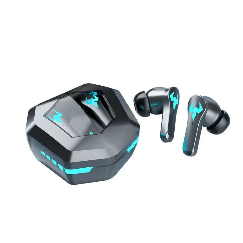 Black wireless noise-cancelling in-ear gaming headset with Bluetooth connectivity