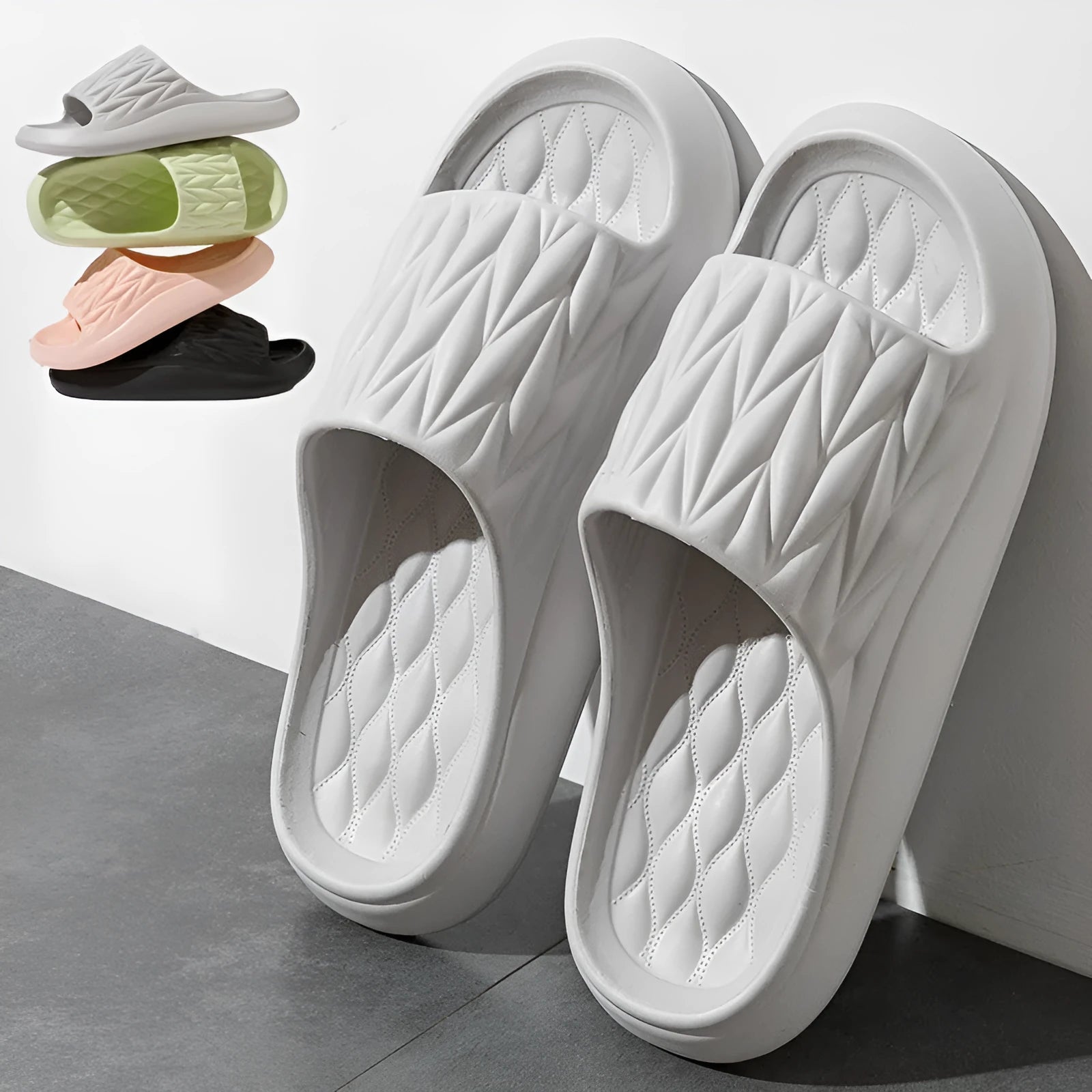 Leaf texture design EVA household slippers in multiple colours with non-slip sole