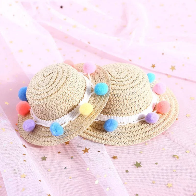 Handmade adjustable bowknot pet hat for dogs and cats in cartoon style with three size options